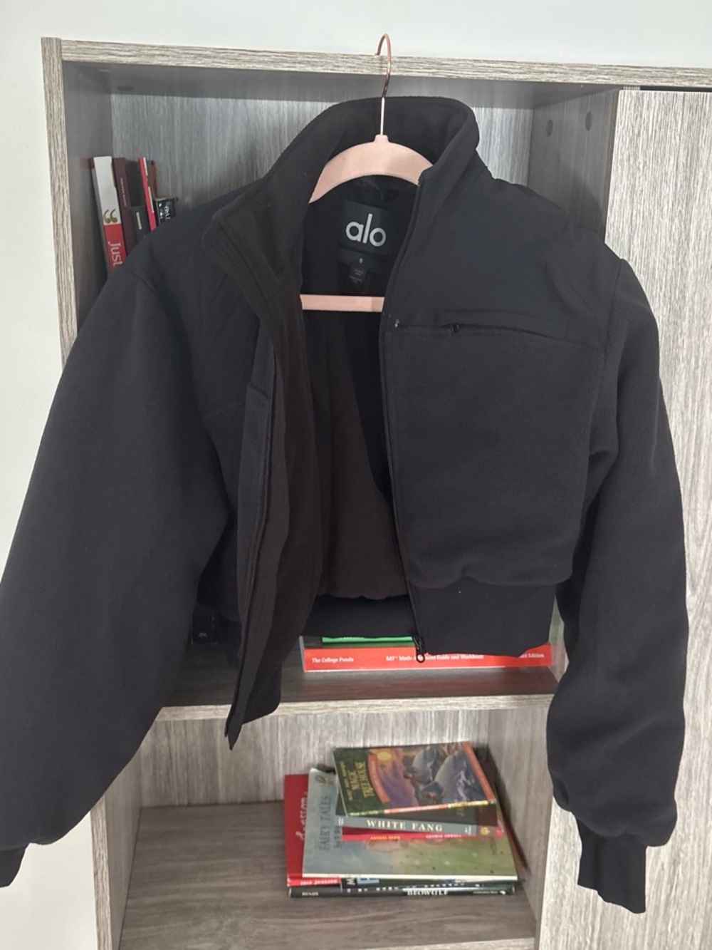 A258 - Alo Yoga Polar Fleece Cropped Wintry Mix Jacket Black S